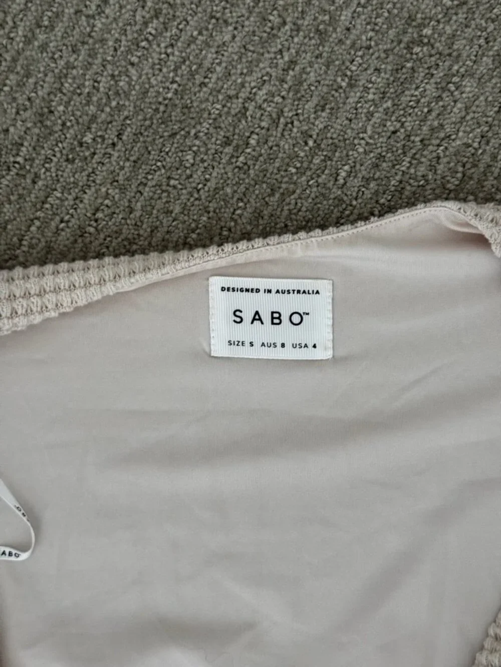 Sabo Beige Waffle Knit Matching Top and Shorts Set - Small - Picture 5 of 7